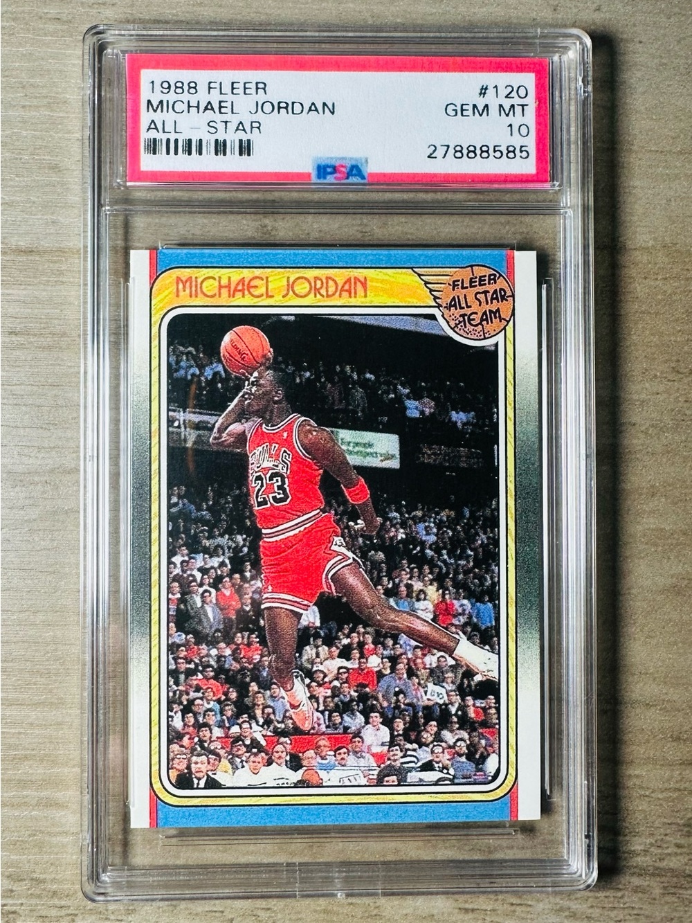 Michael Jordan Gem Mint 10 1988 Fleer #120 Novelty Basketball Card. Bulls.